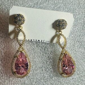 Elegant Pink and Gold Drop Earrings
